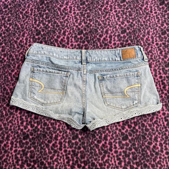 Y2K American Eagle Low Rise Micro Denim Shorts - Picture 3 of 5